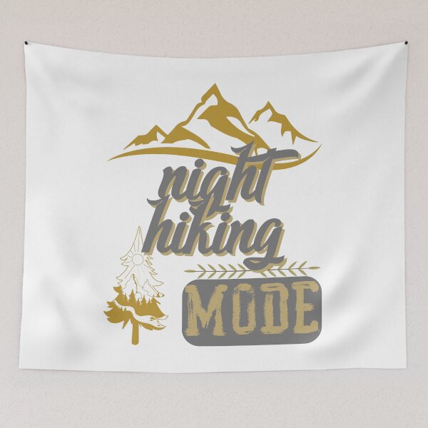 Item preview, night hiking mode, forest river sun inside tree pine designed and sold by movie-popcorn.