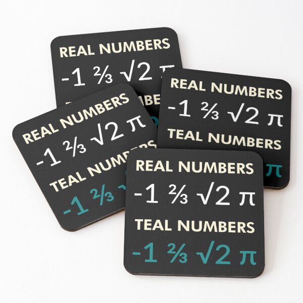 Aperçu de l'œuvre Nombres réels Nombres sarcelle - Funny Math Geek Nerd Pun Design créée et vendue par geeksta.