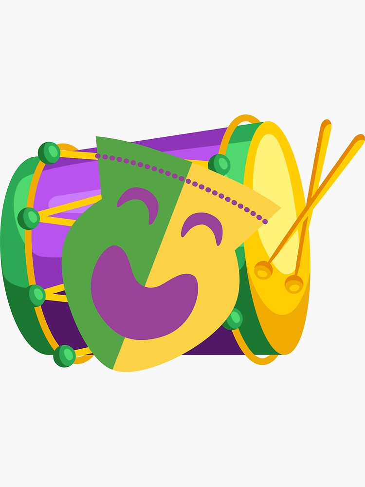 " mardi gras Drum waist mask" Sticker for Sale by Moulodomo Redbubble