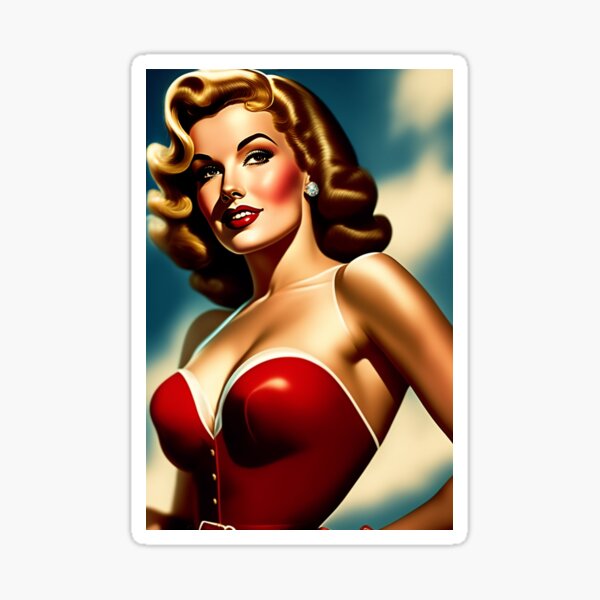 1950 American pin up art Sticker