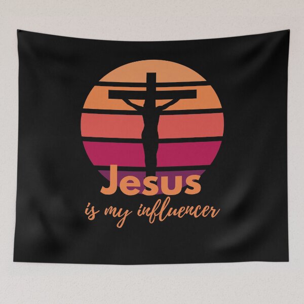 Item preview, Jesus is my influencer. Retro Sunset with Silhouette Cross designed and sold by Brasilia.