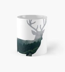 Buck Deer mit Misty immergrünen Wald Woods Silhouette - Spirit of the Wild. Tasse (Standard)