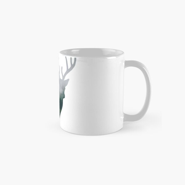 Buck Deer with Misty Evergreen Forest Woods Silhouette - Spirit of the Wild . Classic Mug