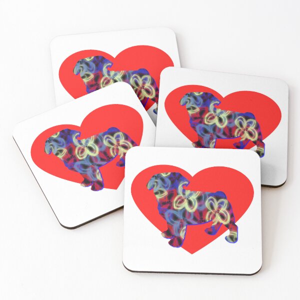 Item preview, I Heart My Pug Dog Neon Butterflies Silhouette  designed and sold by AMSonArt.