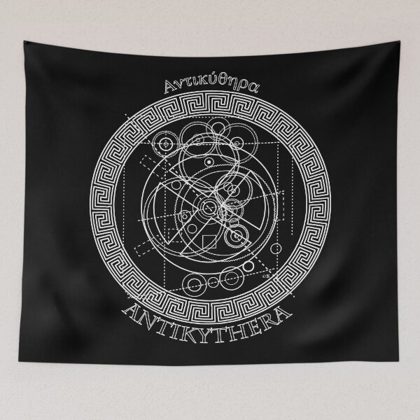 Item preview,  Antikythera Mechanism, White Line Drawing designed and sold by SymbolGrafix.