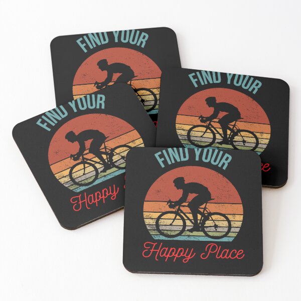Item preview, Find Your Happy Place: Retro Sunset Bicyclist Silhouette designed and sold by BuyByButterfly.