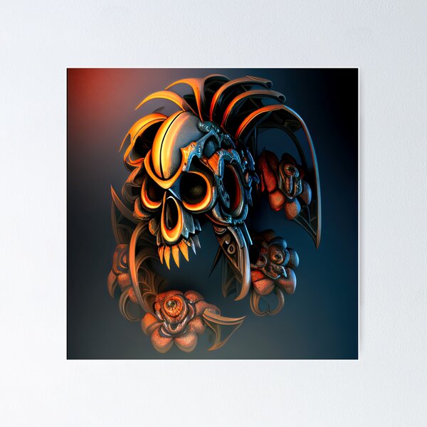 Item preview, metal island skull with flowers sculpture 6 designed and sold by AgeeTattoos.