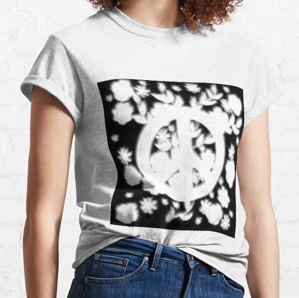 White Peace Symbol T-Shirts for Sale | Redbubble