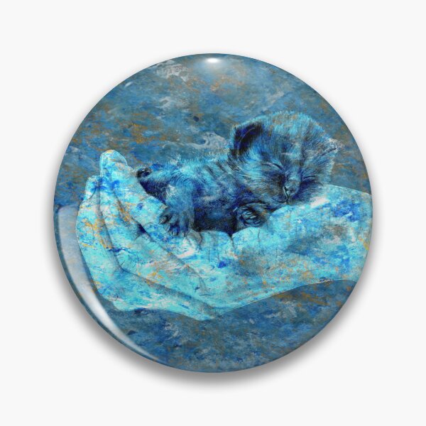 Artikelvorschau, Kätzchen in der Hand - marmorierte blaue Goldversion entworfen und verkauft von SylvieG18.