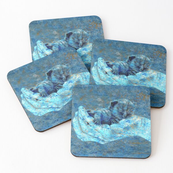 Artikelvorschau, Kätzchen in der Hand - marmorierte blaue Goldversion entworfen und verkauft von SylvieG18.