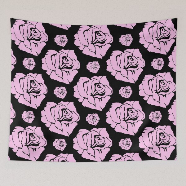 Item preview, Pink Roses On Black designed and sold by BeJolley.