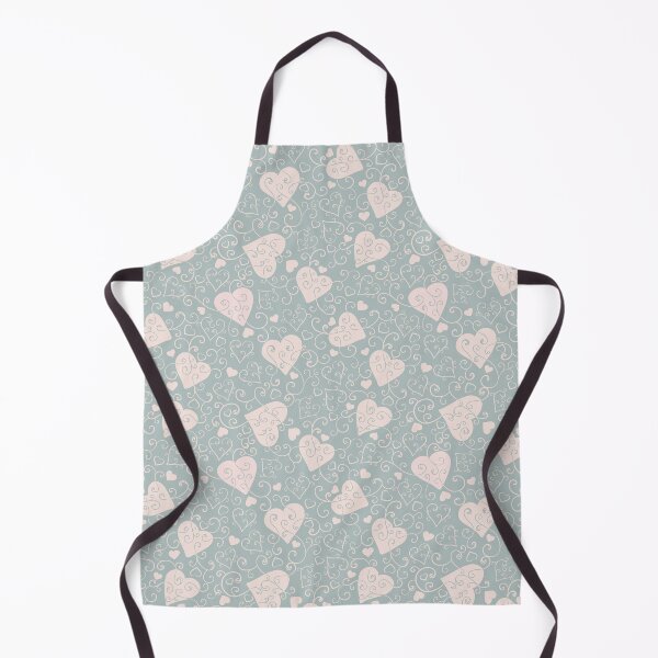 Item preview, Swirls of love, Valentine's day pattern, ornamental pink hearts on grey blue background designed and sold by RoseMaryWP.