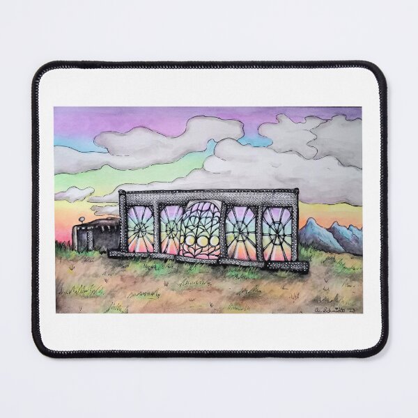 Item preview, Earthship Rainbow Evening Sky Taos New Mexico Original Watercolor and Marker Art designed and sold by Intergalactic Unicorn: Art by Anna Schmidt.