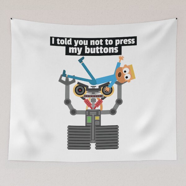 Item preview, Robot Vs Human Pressing Buttons Funny Meme Joke Ai Machine Throwing A Person LOL designed and sold by doseofwin.
