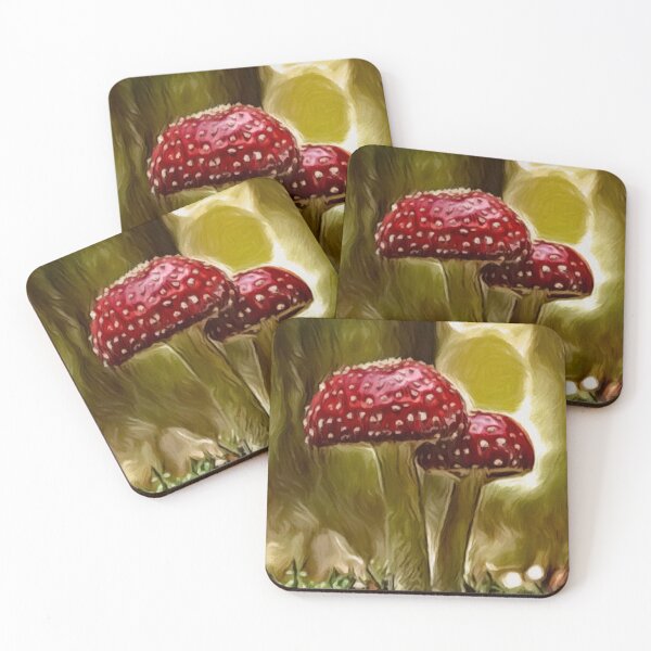 Item preview, Toadstool mushrooms painting designed and sold by OneUpArtDesigns.