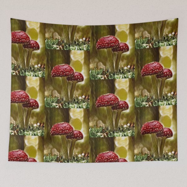Item preview, Toadstool mushrooms painting designed and sold by OneUpArtDesigns.