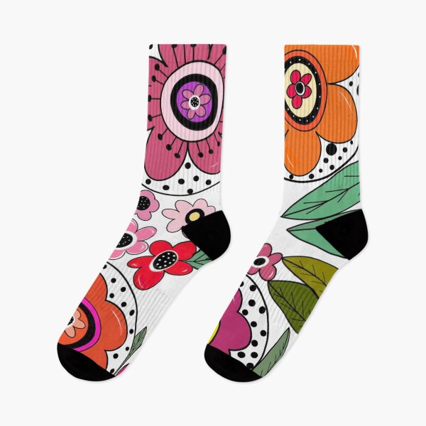 Item preview, Whimsical flowers polka dots colorful  designed and sold by zanydoodles.