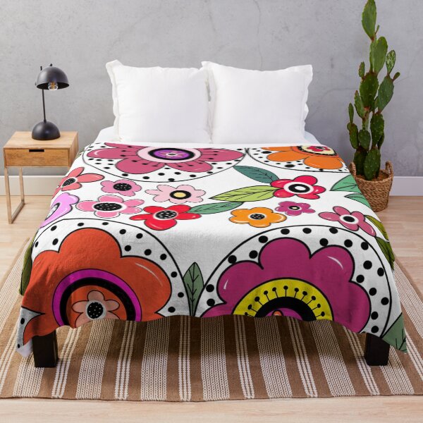 Item preview, Whimsical flowers polka dots colorful  designed and sold by zanydoodles.