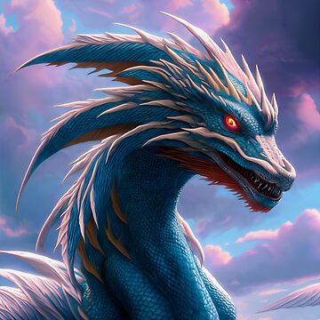 Artwork thumbnail, Intricate White and Blue Scaled Dragon by dragynrain