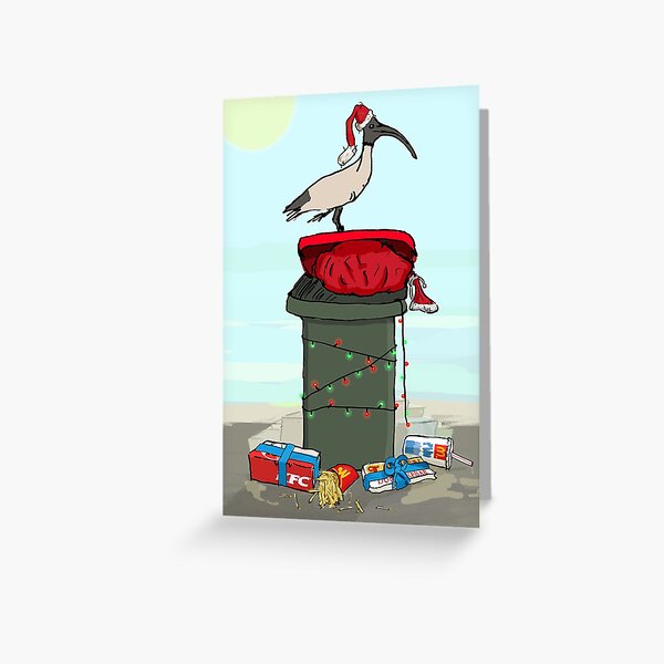 Bin Chicken Hits The Beach for Xmas Greeting Card