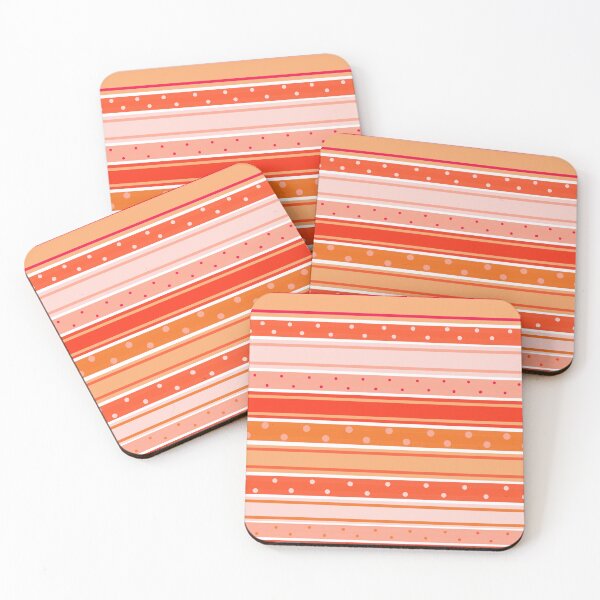 Item preview, Stripe pattern with polka dots. Red, orange, peach shades. designed and sold by zanydoodles.