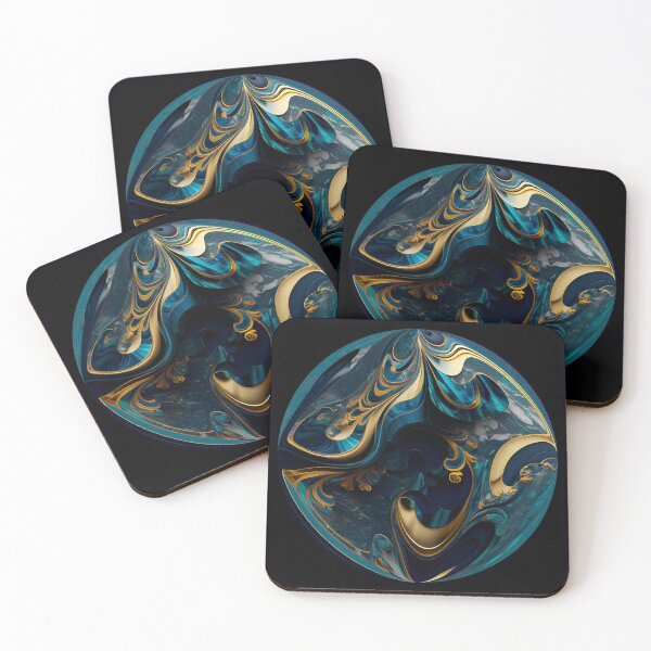 Item preview, Golden Blue and Black Cyber Wave Spherical Design Pattern designed and sold by factory88.