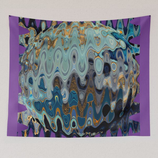 Item preview, Golden Blue and Purple Cyber Wave Spherical Design Pattern designed and sold by factory88.