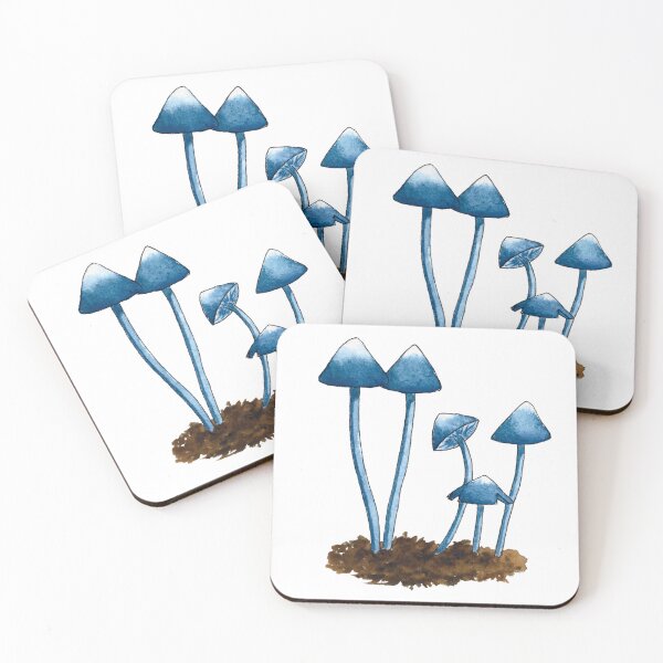 Item preview, Blue Pinkgill Mushroom Watercolour White designed and sold by Nicky Rollings.