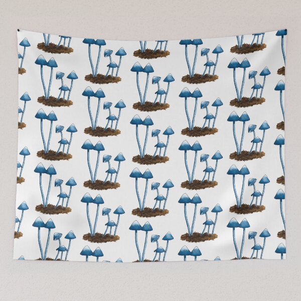 Item preview, Blue Pinkgill Mushroom Watercolour White designed and sold by Nicky Rollings.