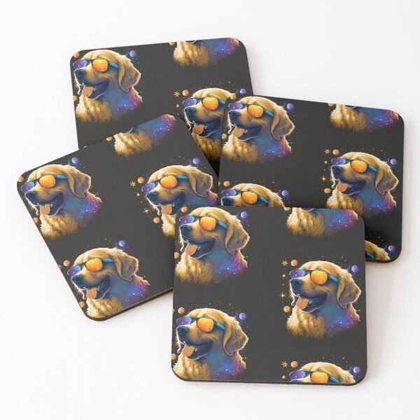 Item preview, Golden Labrador Retriever in Space Synthwave with Aviator Sunglasses designed and sold by Se7enVices.