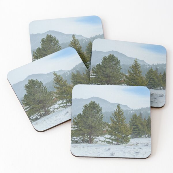 Item preview, Falling Snow with Mountains and Pine Trees designed and sold by SafariByMarisa.