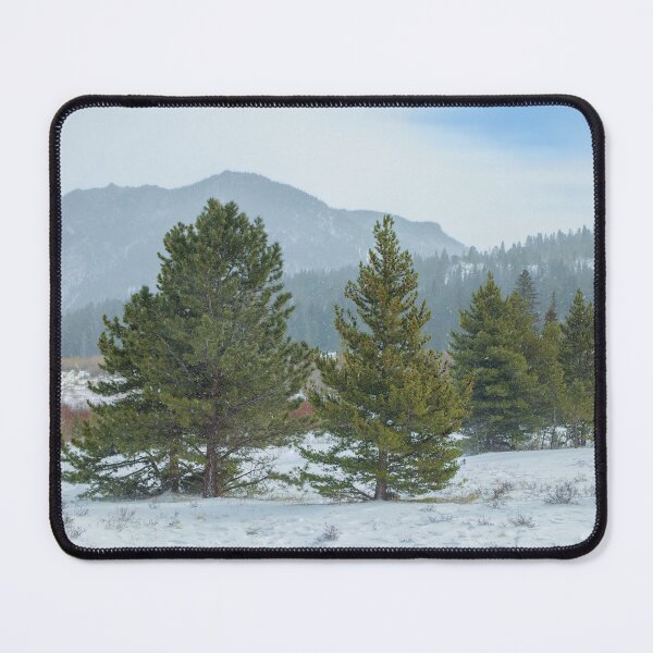 Item preview, Falling Snow with Mountains and Pine Trees designed and sold by SafariByMarisa.