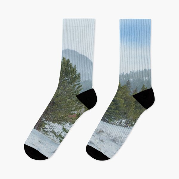 Item preview, Falling Snow with Mountains and Pine Trees designed and sold by SafariByMarisa.