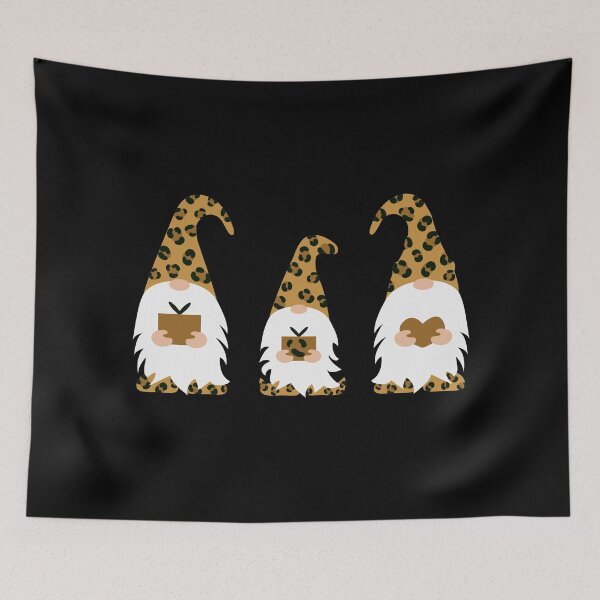 Item preview, Cute Gnomes Trio, Leopard gnomes with presents and heart designed and sold by Createya.