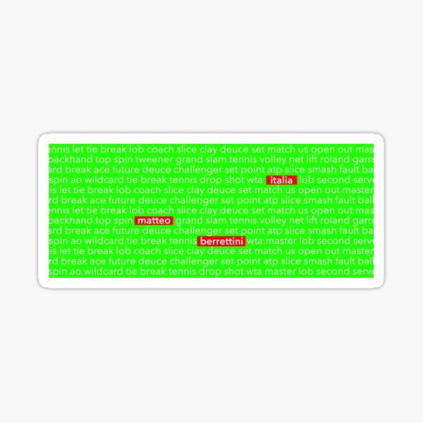 "Berrettini Tennis Player - Tennis Players Box Art" Sticker for Sale by