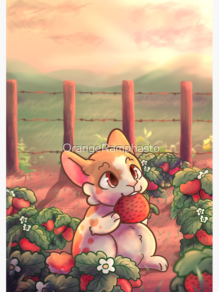 "Strawberry Bunny" Sticker For Sale By OrangeRamphasto | Redbubble