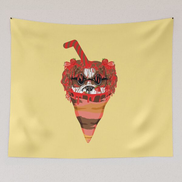 Item preview, grime art chocolate dog strawberry ice cream illustration designed and sold by AmsaOza.