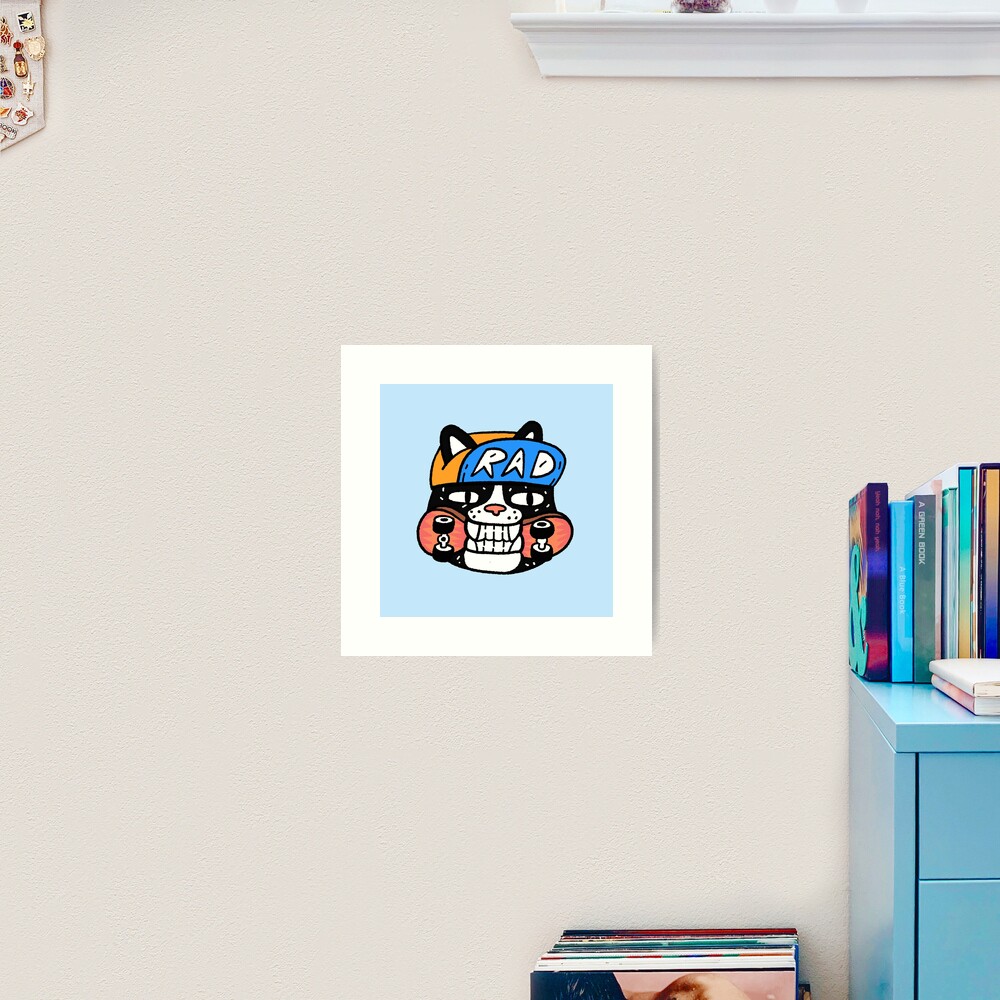 Rad Cat Skate or Die Art Print