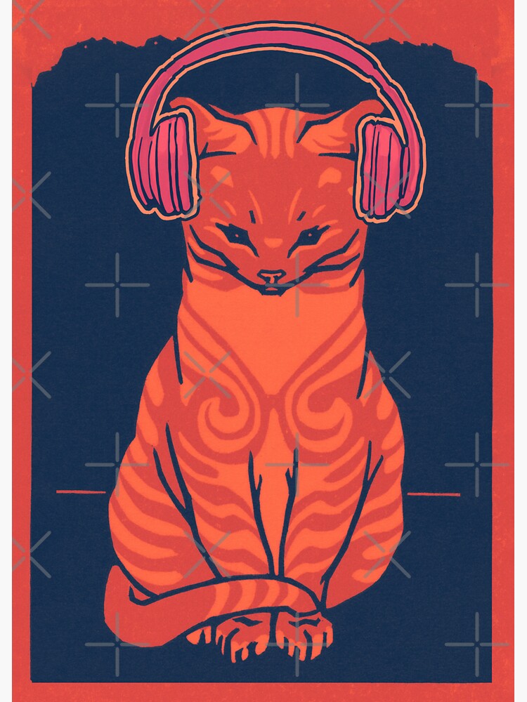 "Cat Wearing Headphones" Sticker for Sale by Ztudio Redbubble