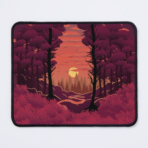 Item preview, Reddish forest at sunset, vector illustration designed and sold by UliBlackbird.