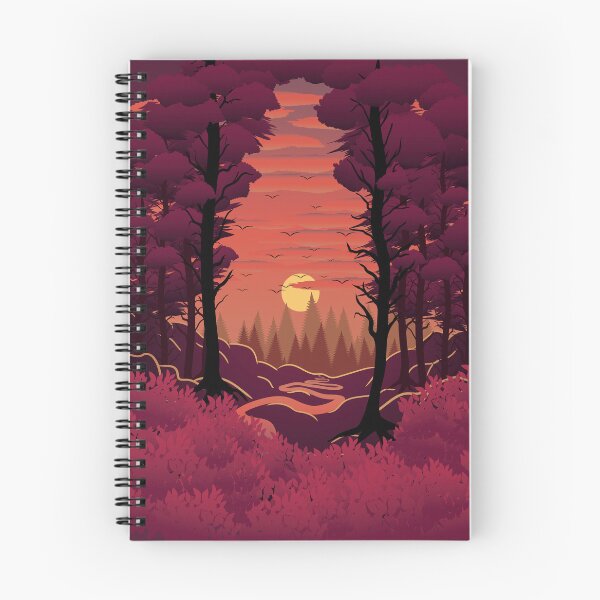 Item preview, Reddish forest at sunset, vector illustration designed and sold by UliBlackbird.