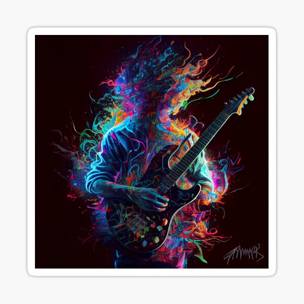 Artikel-Vorschau von Trippy Guitar Play Jimi Hendrix inspirierte Malerei, designt und verkauft von UniqueDesignsC.