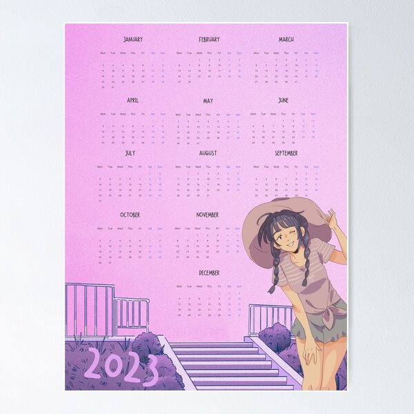 Cute Anime girl Wall Calendar 2024 Sticker for Sale by Sneh Universe