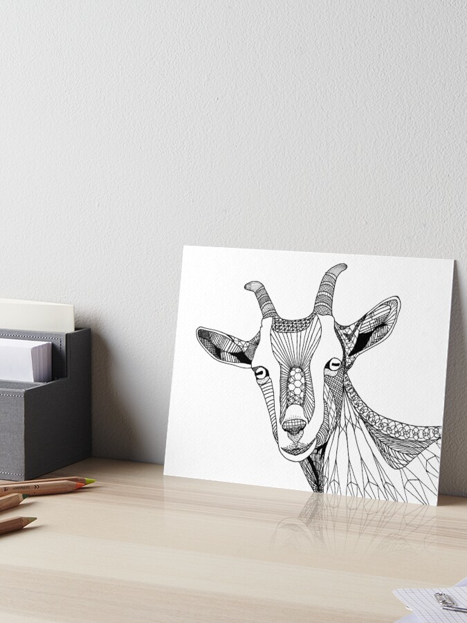 Geometric Fineliner Goat Art Board Print