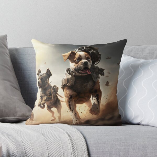 Dog Fight Throw Pillow