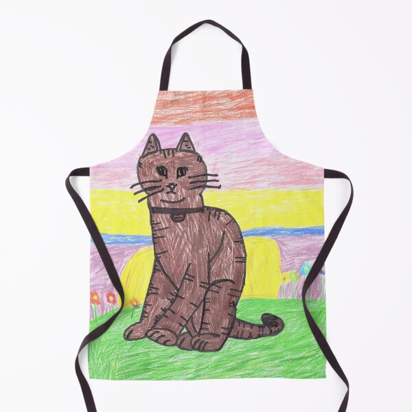 Item preview, Cute Tabby Kitty Cat with Rainbow Sunset and Flowers Colored Pencil Artwork designed and sold by JustincredibleT.