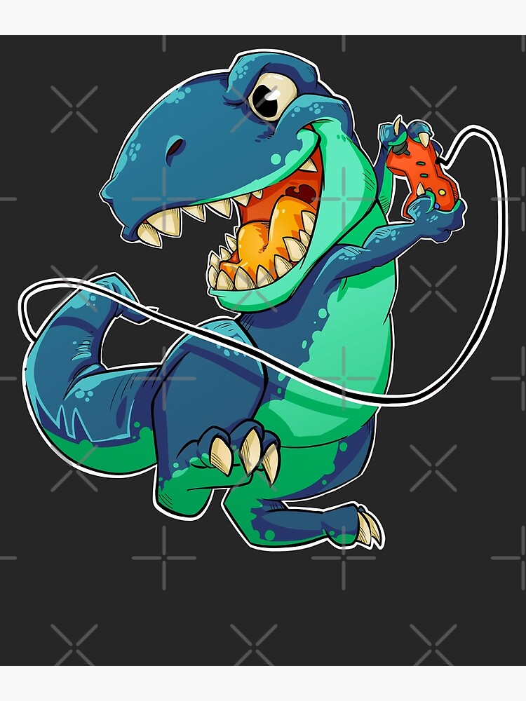 Gaming T Rex Funny Dinosaur Playing Video Games | Poster