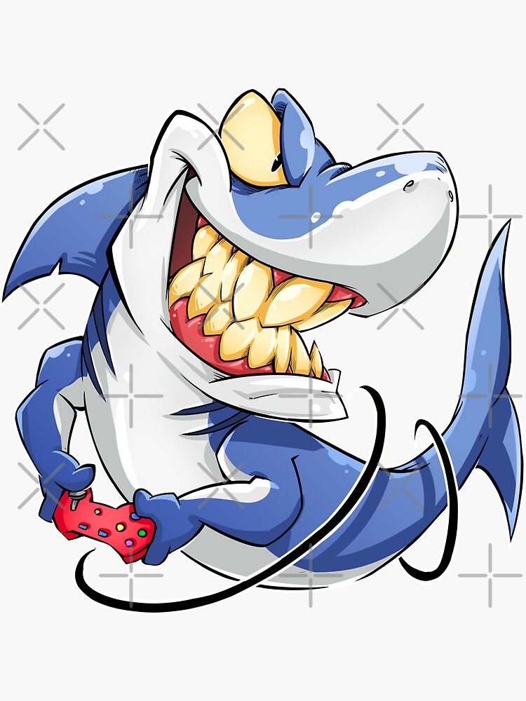 Funny Shark Playing Video Games Gamer Boys | Sticker