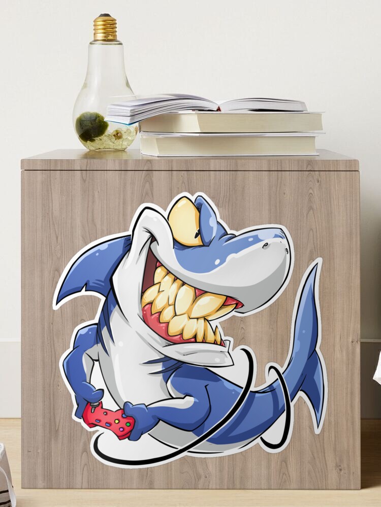 Funny Shark Playing Video Games Gamer Boys | Sticker