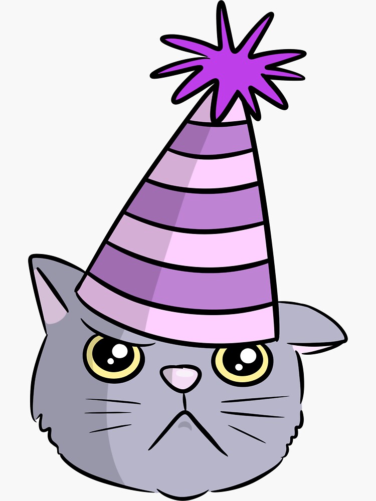 "Small Cute Party Hat Cat" Sticker for Sale by Cassapillar Redbubble